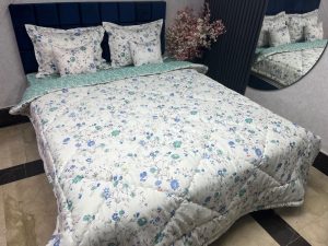روتختی نخپنبه ژاکارد اعلا (طرح شکوفه های آبی)
