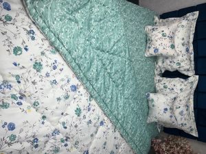 روتختی نخپنبه ژاکارد اعلا (طرح شکوفه های آبی)