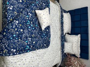 روتختی نخ پنبه ژاکارد اعلا ( طرح گلریز سورمه)